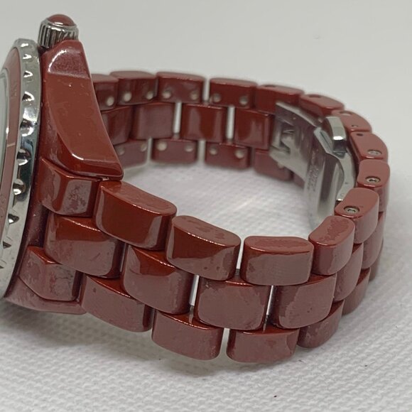 Isaac Mizrah Live! Ceramic red tone women watch 34mm quartz size 6” running - Picture 4 of 8